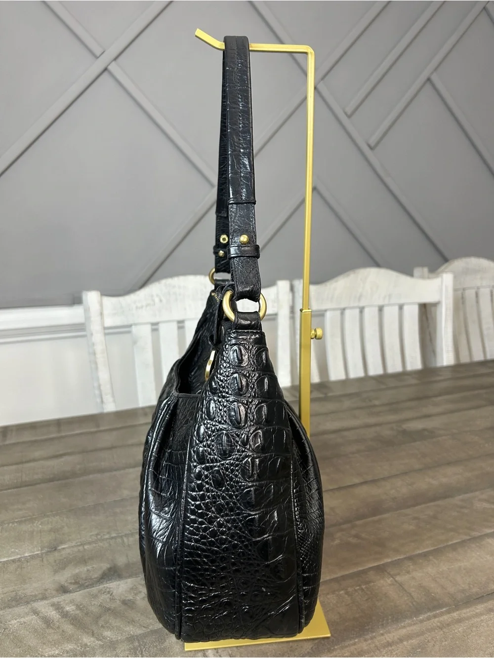 Brahmin black croc